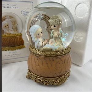 Precious Moments Nativity Waterball with Gold and Brown Accents